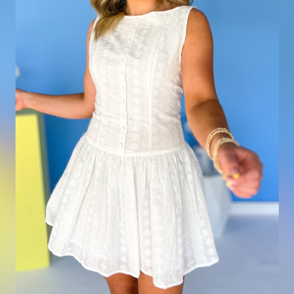NWT MAIN STRIP Eyelet Waisted Dress - Picture 5 of 6